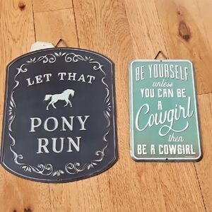 Decorative Horse and Cowgirl Signs